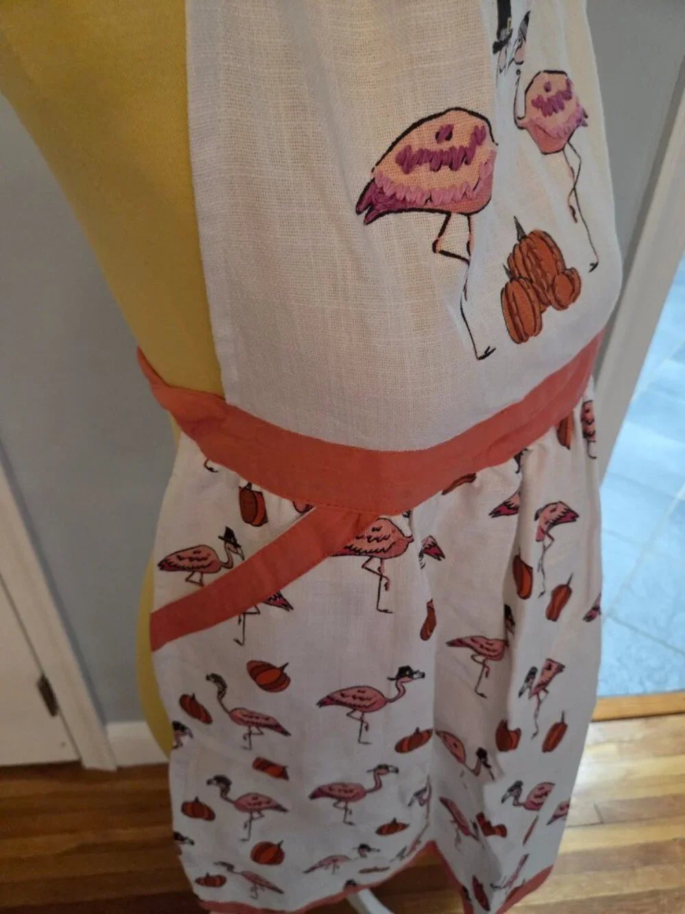 My Little Pumpkin Pilgrim Flamingo Apron
